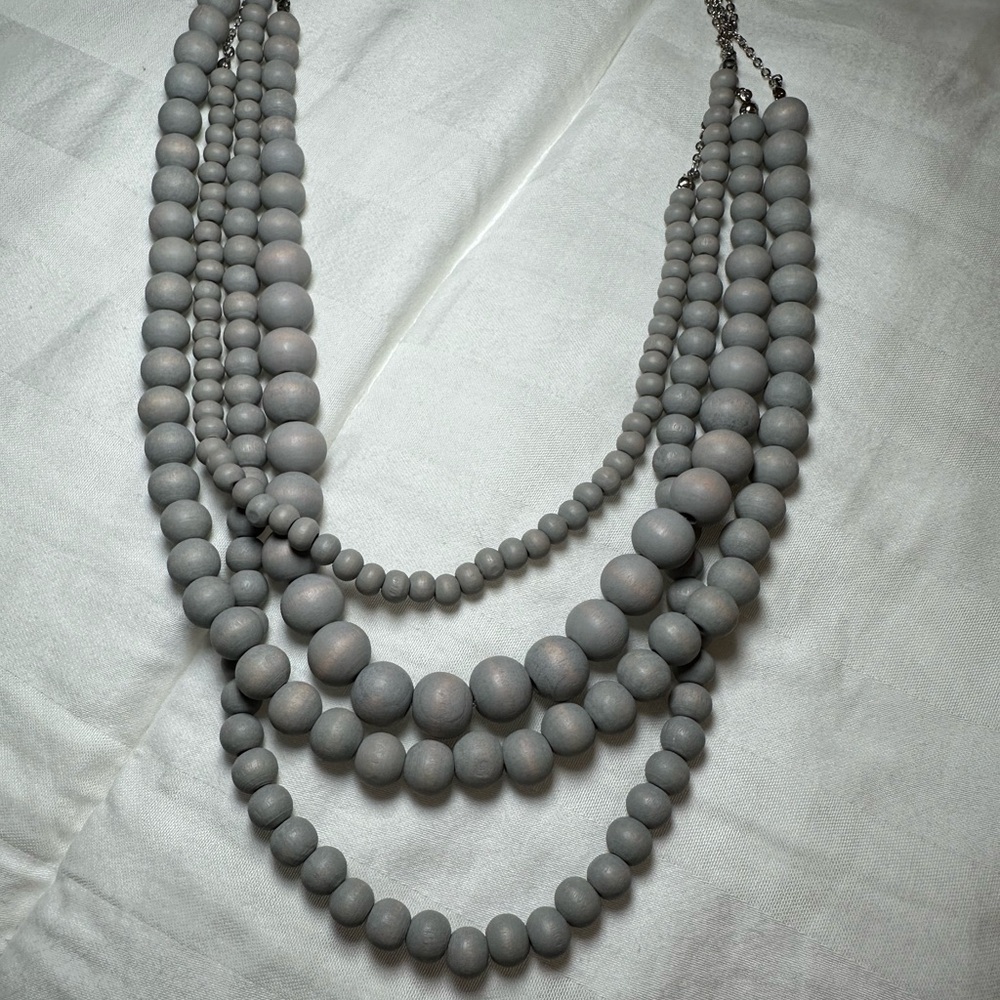 Multi-Strand Gray Bead Necklace - Women Jewelry